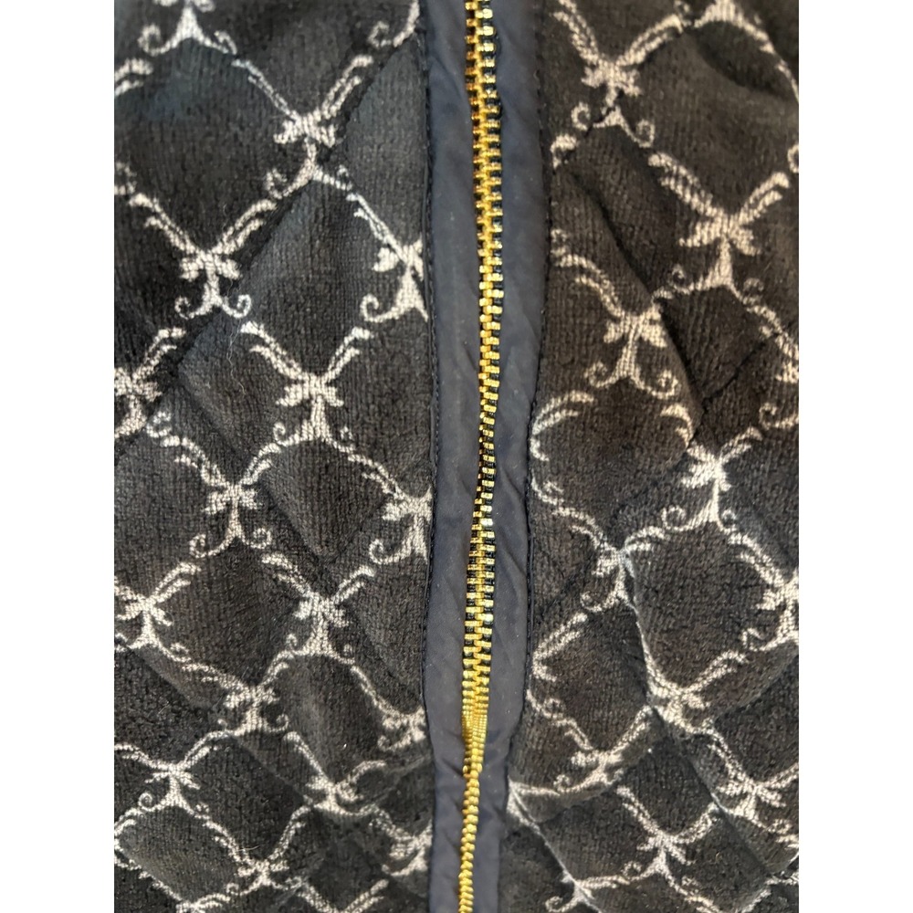Charter Club Black Velour quilted vest sleeveless pockets womens' petite Small - Picture 8 of 10